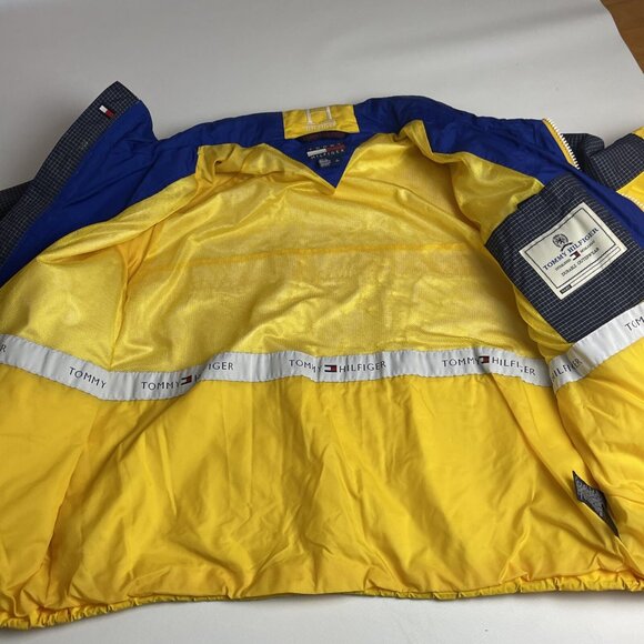 VTG Tommy Hilfiger Hooded Tactical Windbreaker Yellow Rain Jacket Men’s Size M - Picture 16 of 16